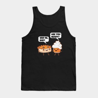 Funny Kawaii Cartoon Pumpkin Pie and Fluffy Whipped Cream Tank Top